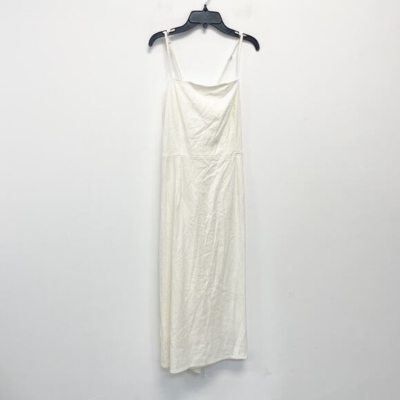 Wild Fable Women's Linen Lace Tie Back Summer Midi Slip Dress Off White Size 00 - Picture 2 of 6